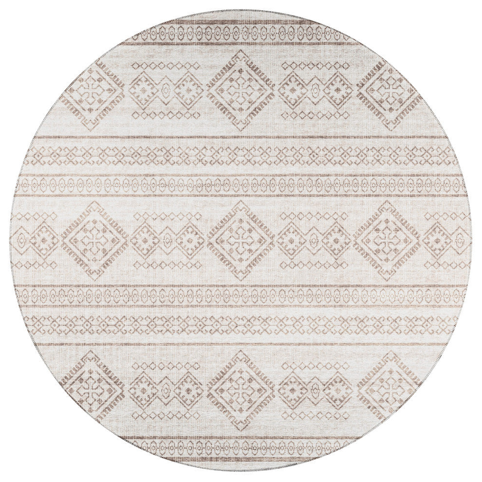 Indoor/Outdoor Sedona SN14 Putty Machine Washable 8' x 8' Round Rug