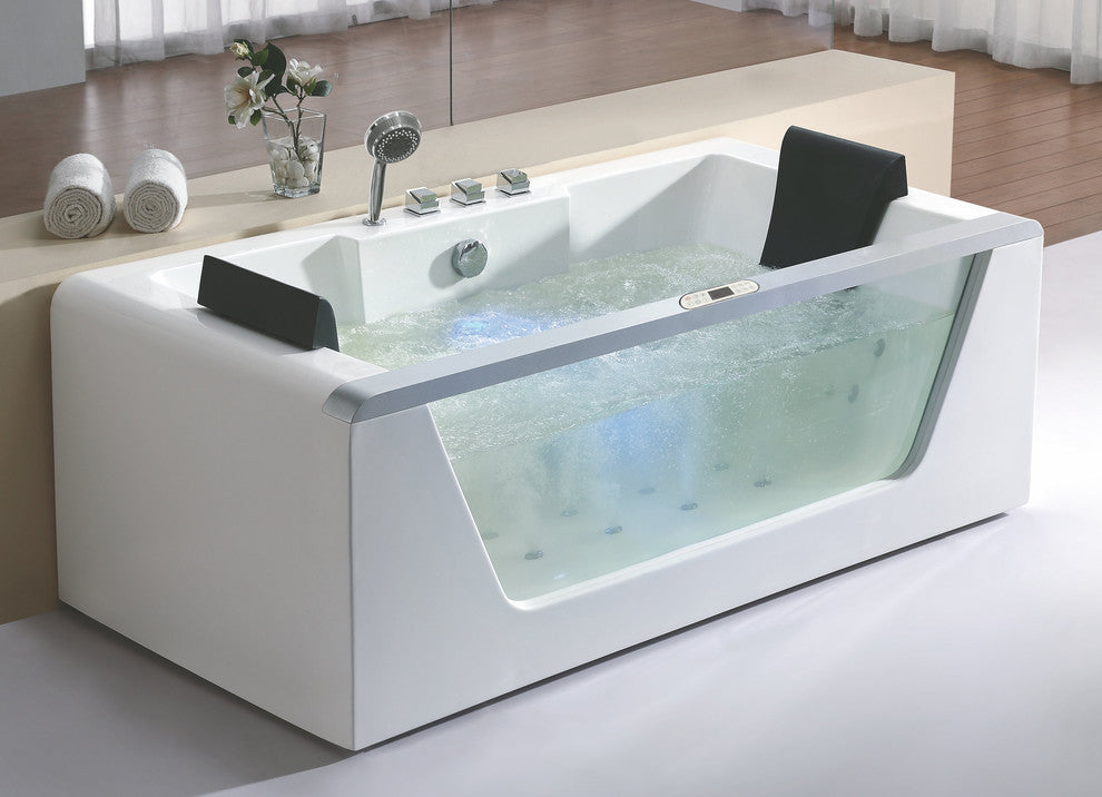 EAGO AM196ETL 6 ft Clear Rectangular Acrylic Whirlpool Bathtub for Two