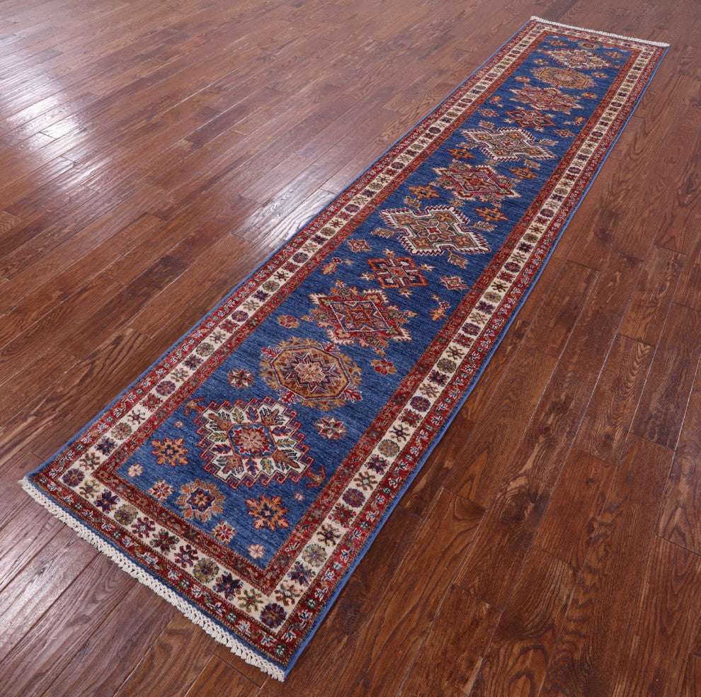 2' 10" X 12' 5" Hand-Knotted Super Kazak Runner Rug Q11232