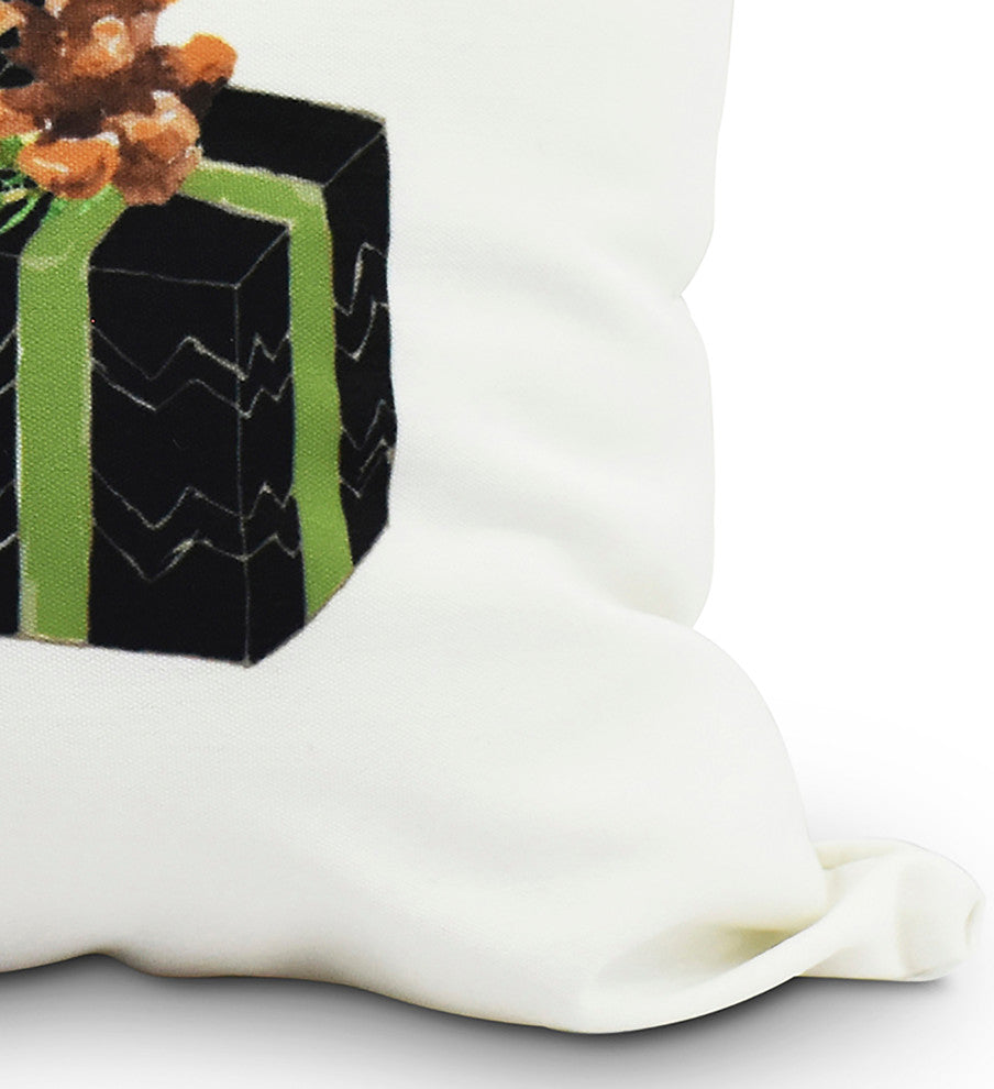 Nature's Gift Holiday Print Decorative Outdoor Throw Pillow, Black, 16"