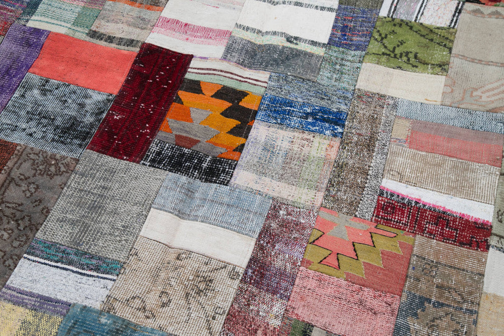 Rug N Carpet - Handmade Anatolian 6' 6'' x 9' 11'' Rustic Patchwork Kilim Rug