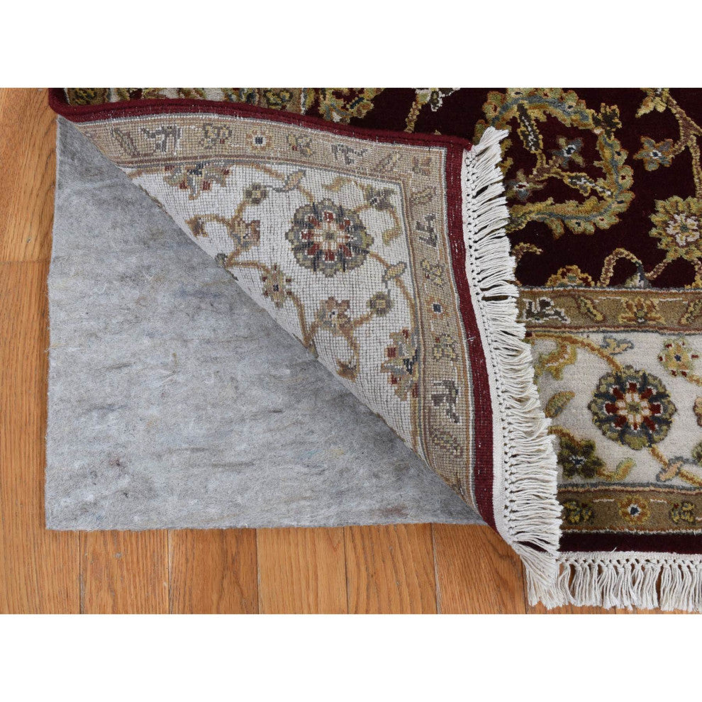 Red Rajasthan Design Half Wool and Half Silk Hand Knotted Rug 5'1" x 7'1"