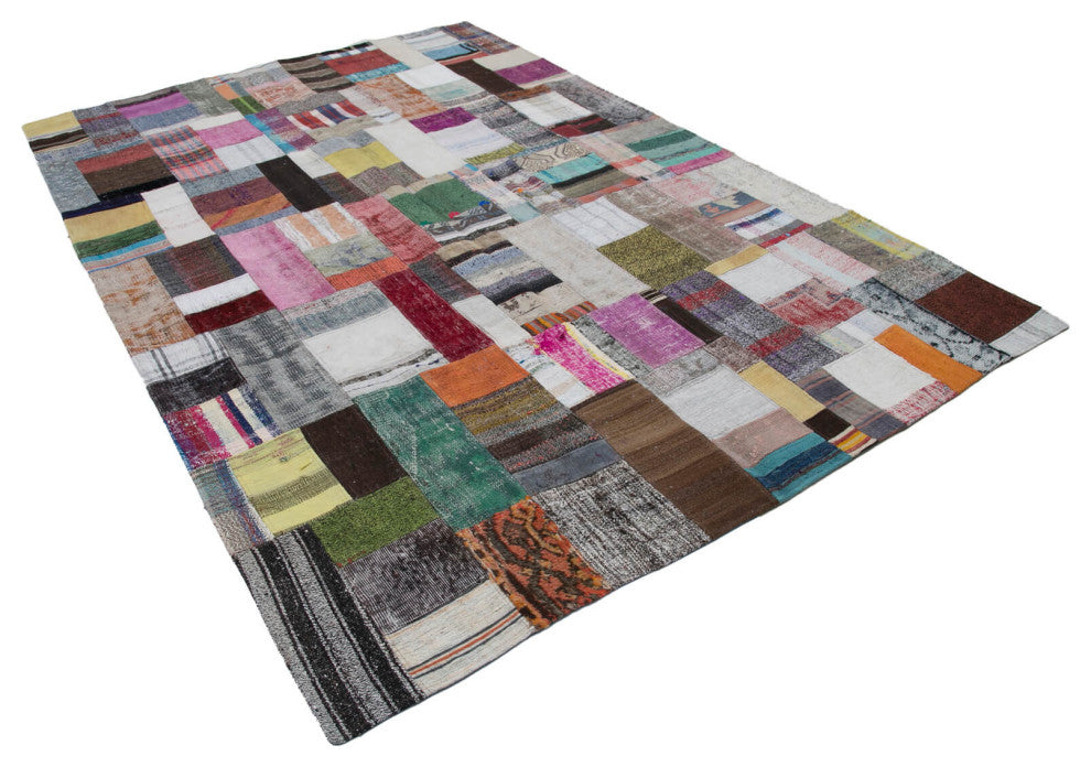 Rug N Carpet - Handmade Oriental 6' 7'' x 9' 10'' Rustic Patchwork Kilim Rug