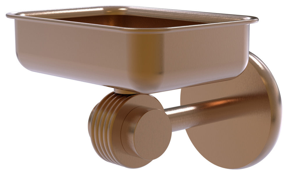 Satellite Orbit Two Wall Mount Soap Dish With Groovy Accents, Brushed Bronze