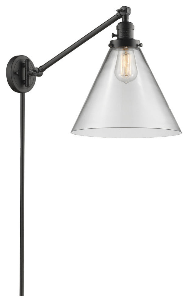X-Large Cone 1-Light Swing Arm, Oil Rubbed Bronze, Clear