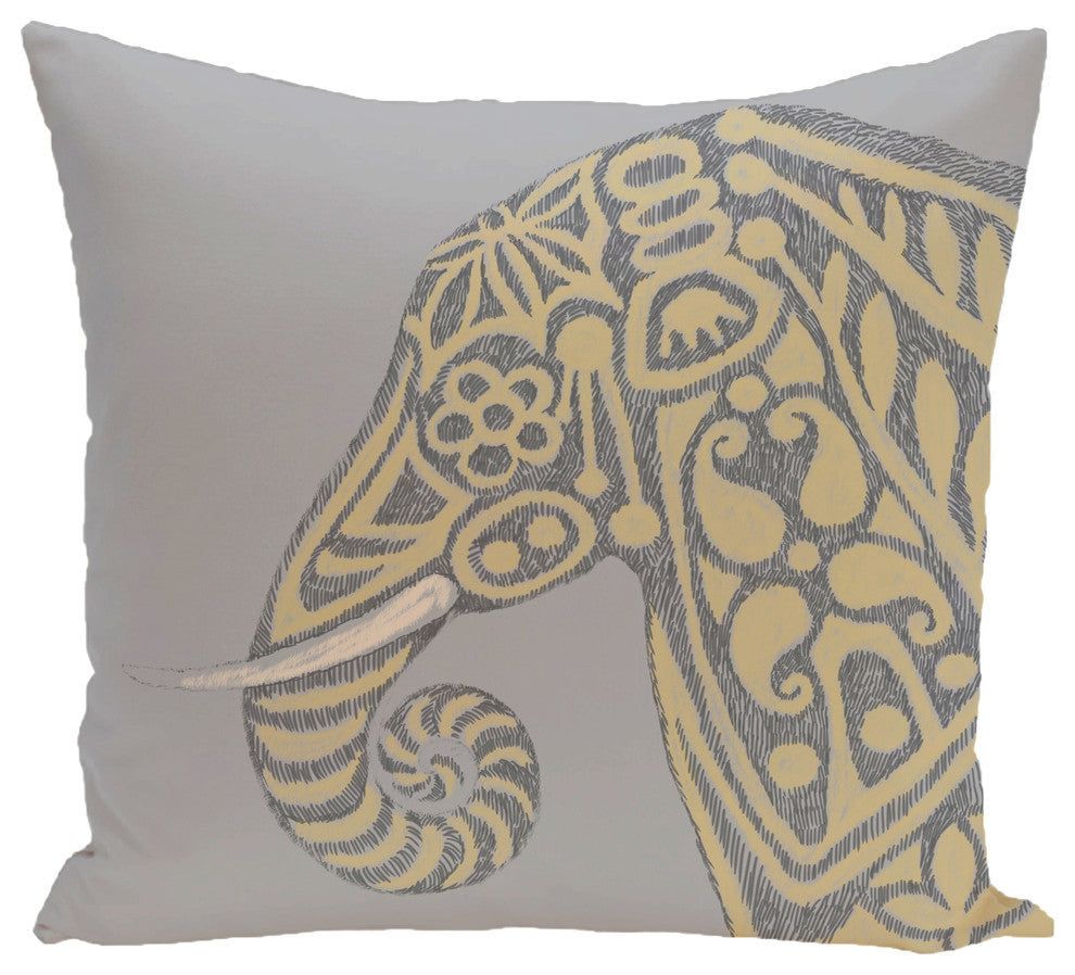 Inky Animal Print Pillow, Gray, 16"x16"