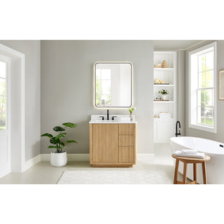 Clayton Bathroom Vanity, Washed Light Brown, 36", No Mirror