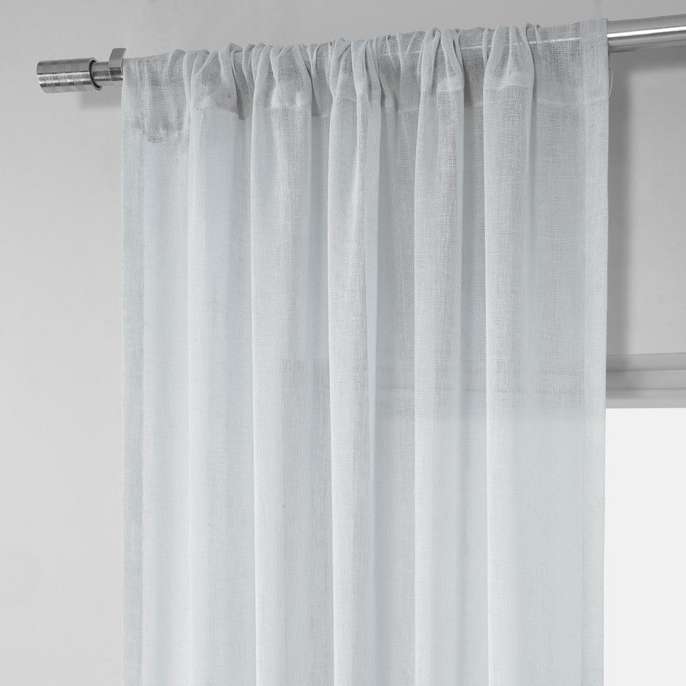Solid FauxLinen Sheer Curtain, Single Panel, Aspen White, 50"x96"