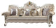 Benzara BM215005 Scrolled Back Oversized Sofa With Rolled Arms, White