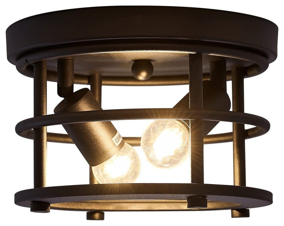 2 light vintage Close to Ceiling Light Fixture black ceiling lamp for farmhouse