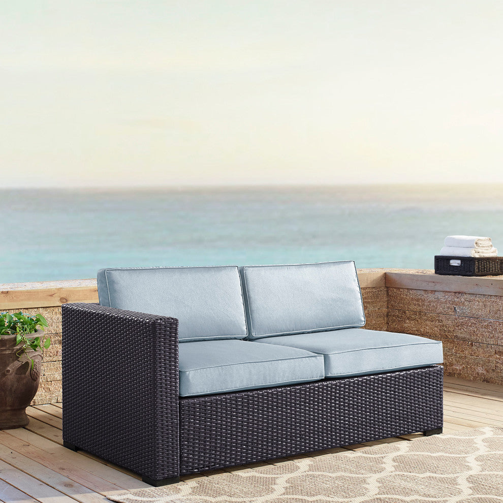 Biscayne Loveseat With Interchangeable Arm and Mist Cushions, Cushions: Mist