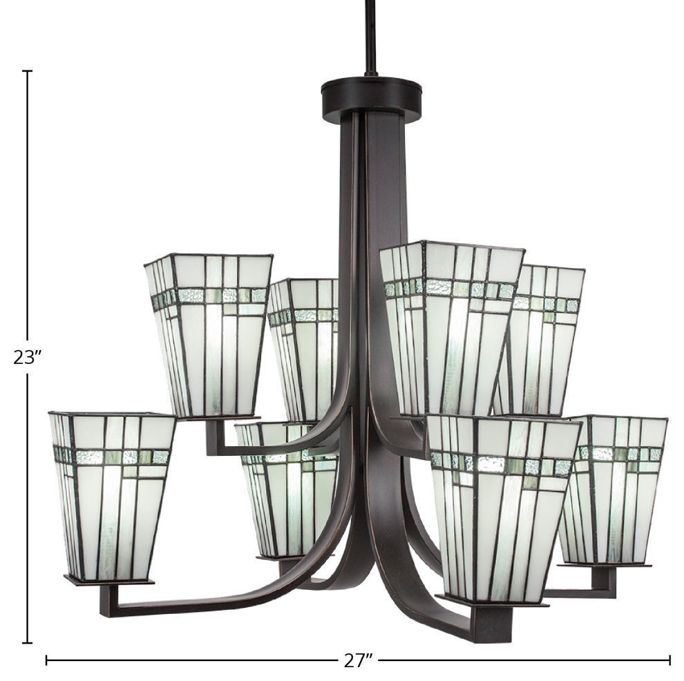 Apollo 8-Light Chandelier, Dark Granite/New Deco Art