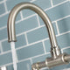 Belknap Style Wheel Handle Bridge Bathroom Faucet With Drain, Brushed Nickel