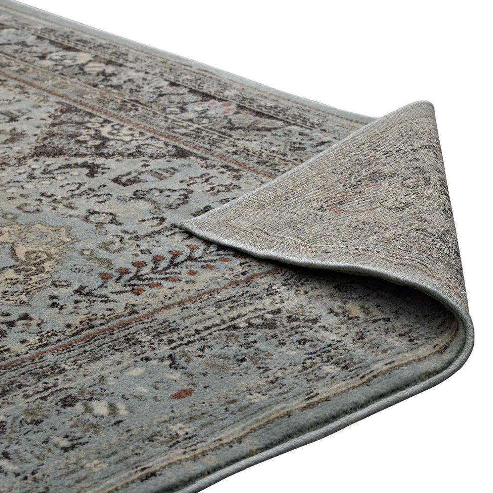 Modway Enye Distressed Vintage Floral Lattice 8'x10' Area Rug, Brown