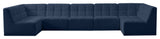 Relax Velvet Upholstered 7-Piece U-Shaped Modular Sectional, Navy
