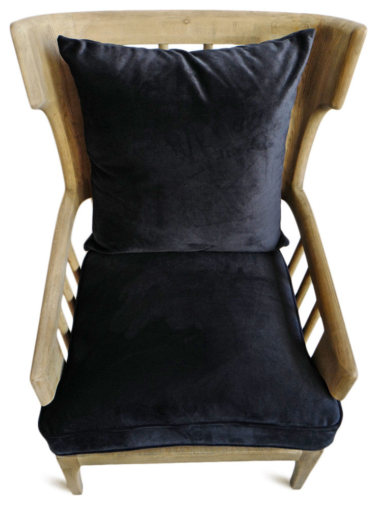 Wingback Navy Velvet Arm Chair
