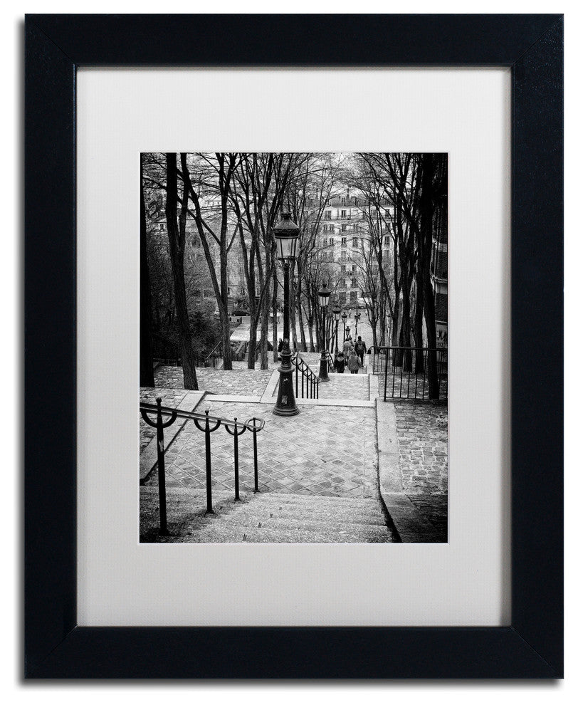 Philippe Hugonnard 'Staircase Montmartre', Black Frame, White Mat, 14x11