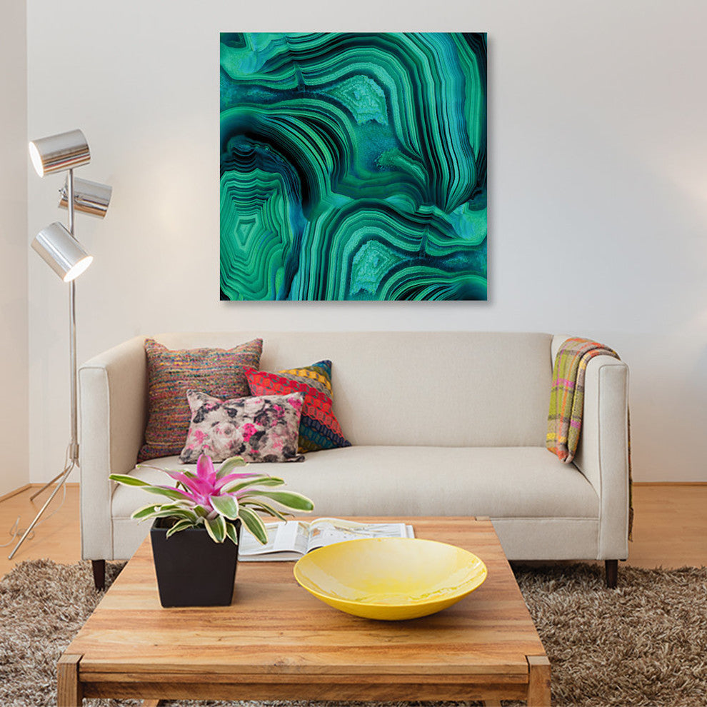 "Malachite In Green And Blue" by Danielle Carson, Canvas Print, 26"x26"