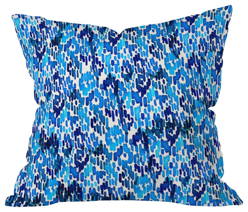 Cayenablanca Blue Ikat Outdoor Throw Pillow