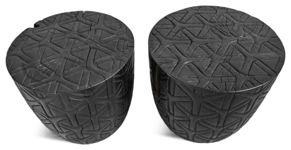 Ebony Gumdrop Cane Print Stool / Side Table