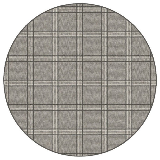 Greyfell Herrington Plaid Area Rug Milliken Tactesse Nylon, RND 5'