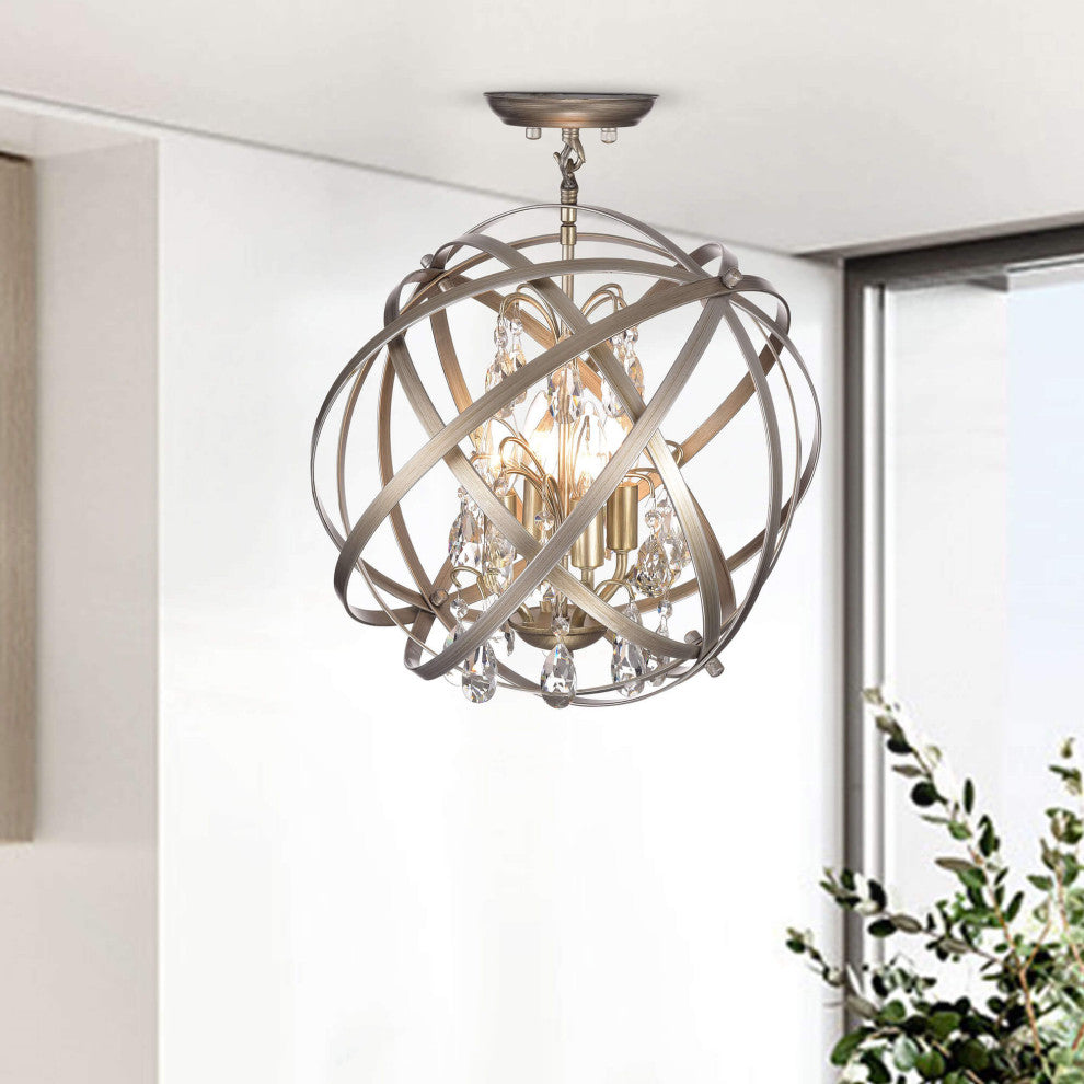 Chloe 4-light Globe Crystal Semi-Flush Mount