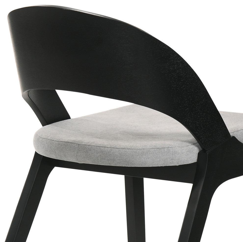 Polly Dining Accent Chairs, Black Finish and Gray Fabric, Set of 2