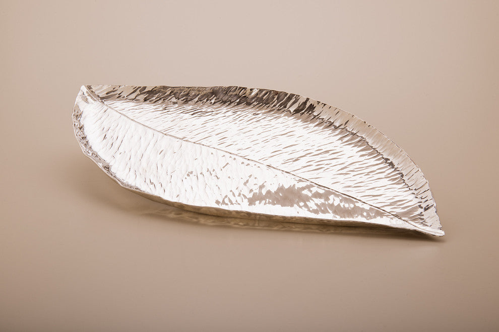 Magnolia Leaf Tray, Silver, 10"