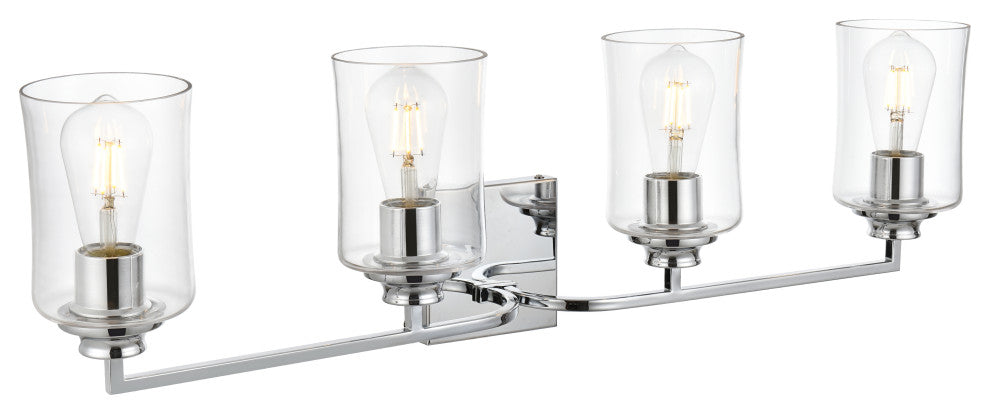 4 Light Chrome And Clear Bath Sconce