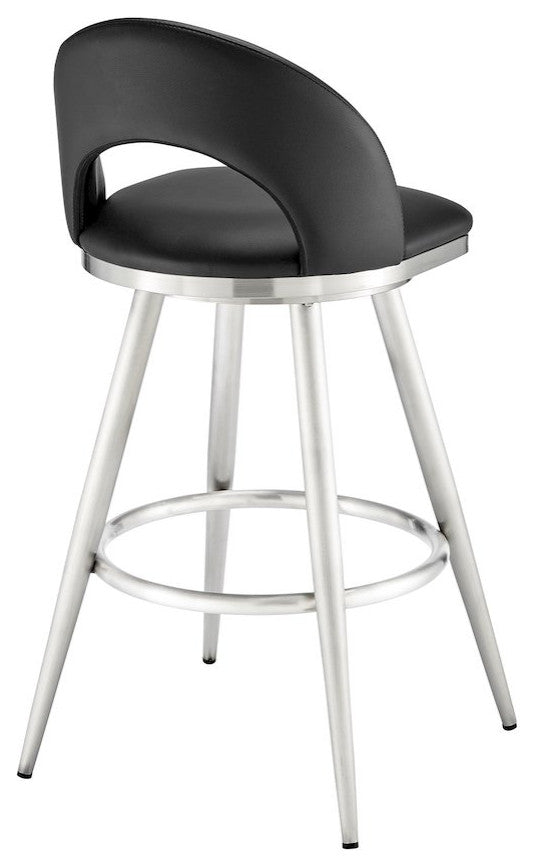 Charlotte Swivel Counter or Bar Stool in Faux Leather and Metal