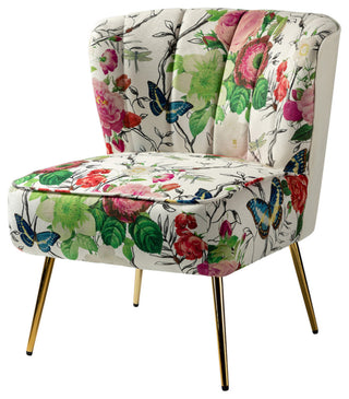 Accent Side Chair With Tufted Back, Ivory