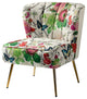 Accent Side Chair With Tufted Back, Ivory
