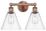 Berkshire 2-Light 17" Bath Vanity Light, Antique Copper Finish, Clear Shade