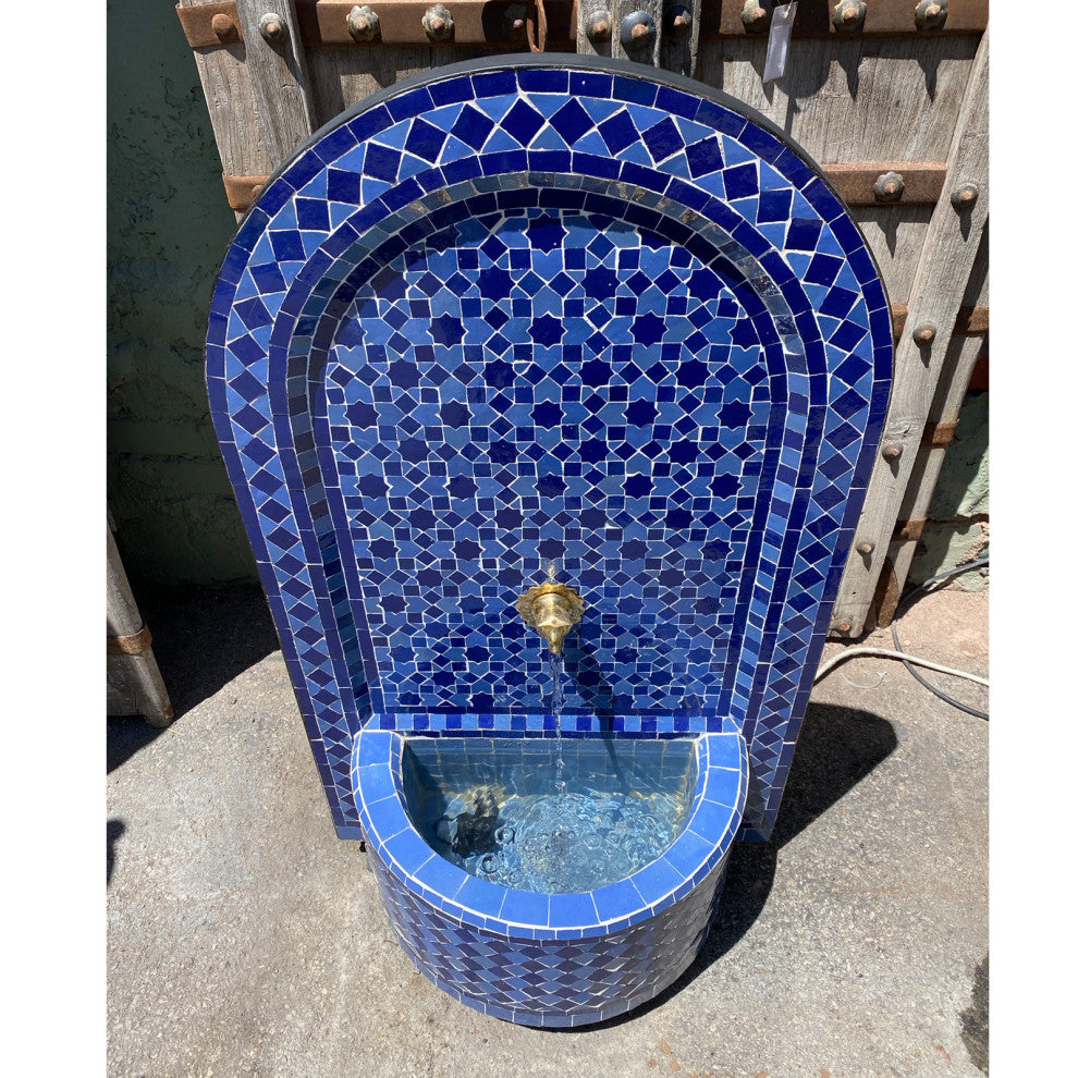 Blue Moroccan Arch Tile Fountain