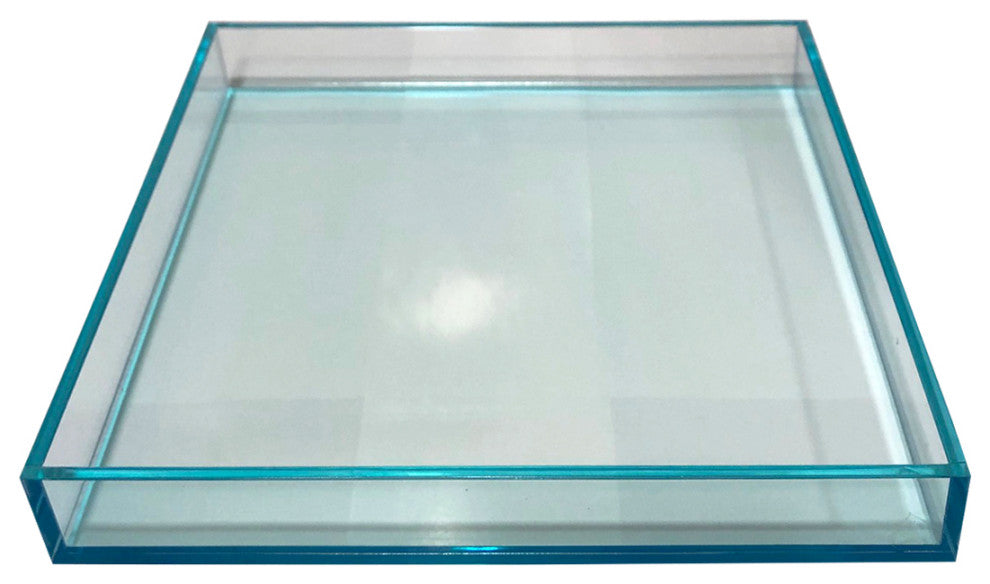 Square Lucite Tray, Teal
