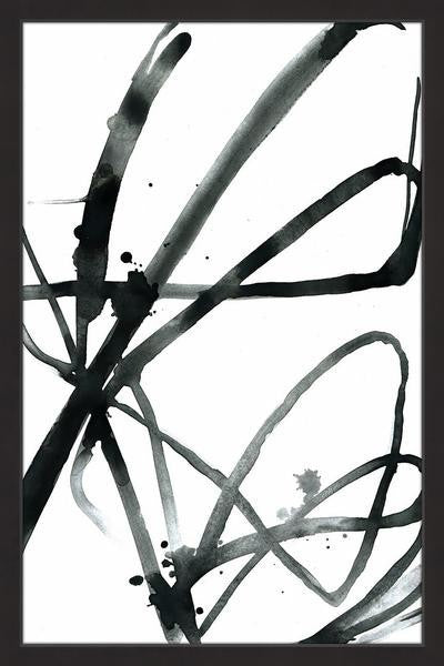 "Black Strokes" Framed Painting Print, 16"x24"