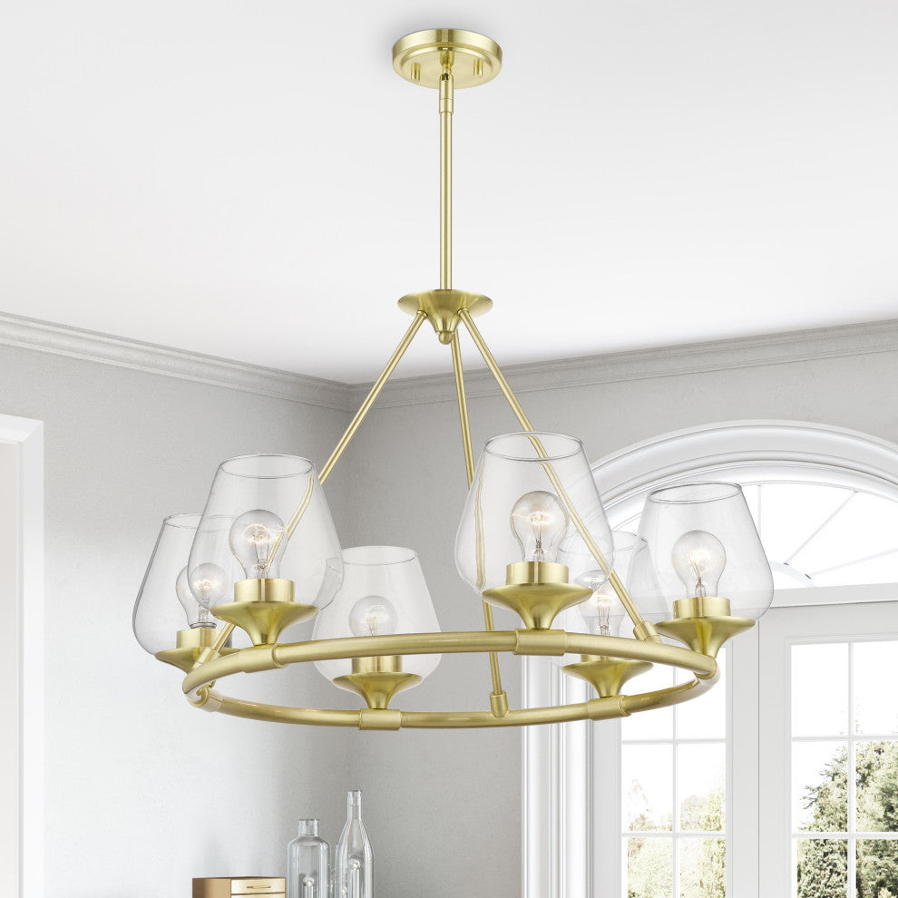 Willow 6 Light Satin Brass Chandelier