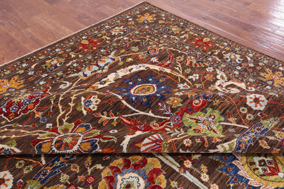 9' 10" X 12' 10" Persian Sickle Leaf Design Hand Knotted Rug Q7282