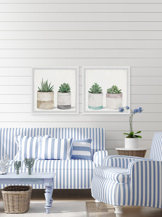 Fleshy Succulent Leaves Diptych, 2-Piece Set, 18x18 Panels