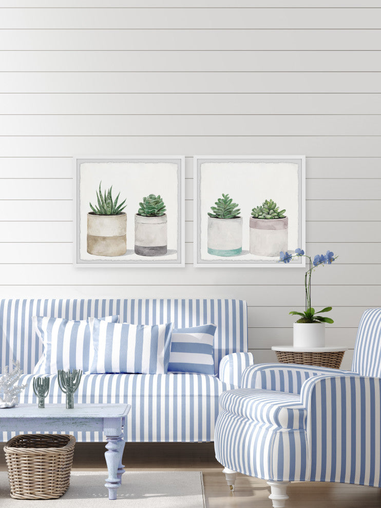 Fleshy Succulent Leaves Diptych, 2-Piece Set, 18x18 Panels