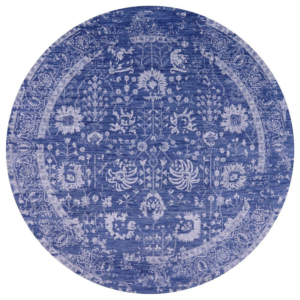 8' Round Persian Handmade Wool & Silk Rug - Q15744