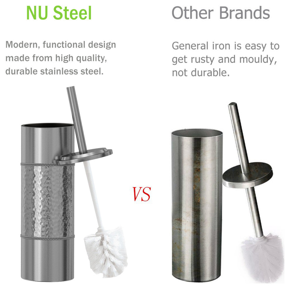 nu steel Round Shape Stainless Steel Toilet Brush Holder