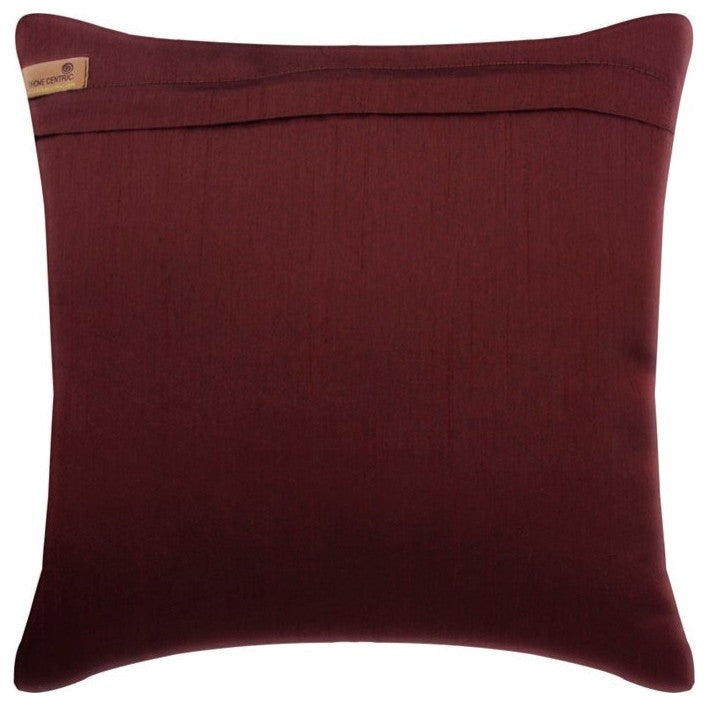 Sequins Embellished Deep Red Art Silk 18"x18" Pillow Cover, Dots of Cheer