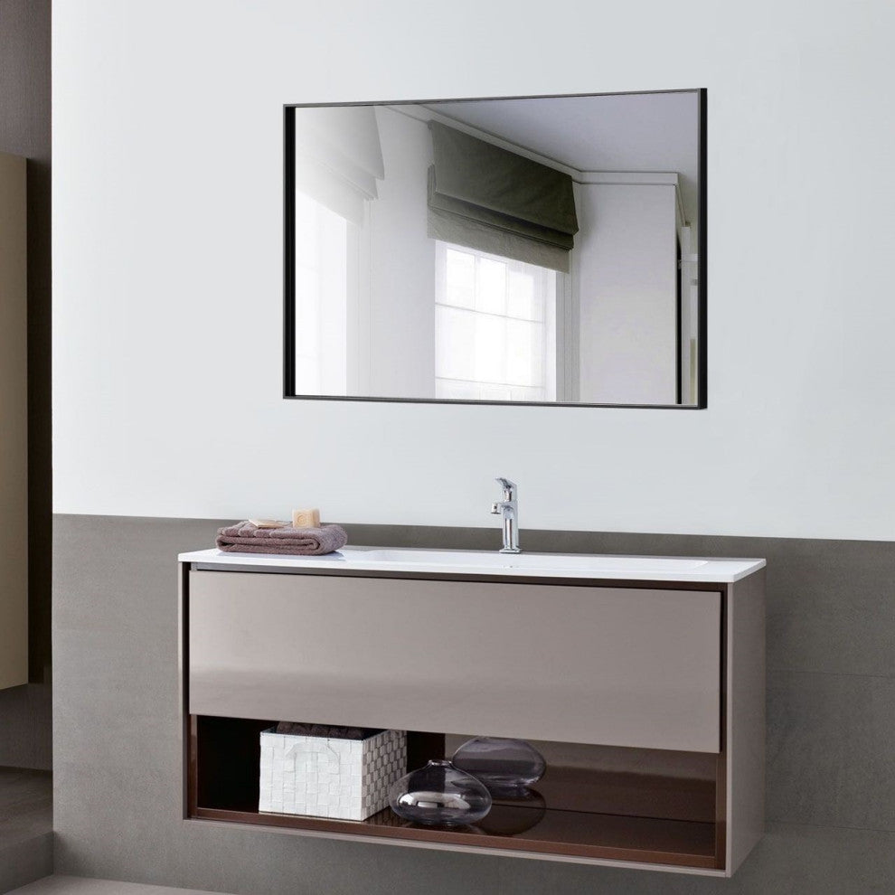 Rectangle Framed Bathroom Vanity Mirror Accent Wall Mirror, Black, 24"x30