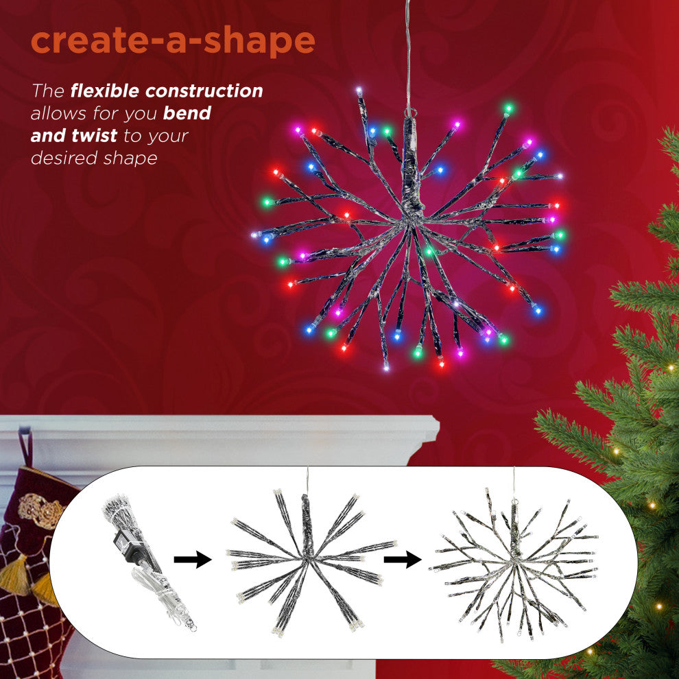 10"H Indoor Christmas Snowflake Ornament with Multi-Colored LED Lights, Silver