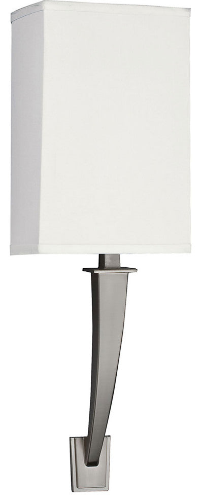 Sheridan Single Arm LED Sconce, Satin Nickel Finish, Linen Acrylic Shade