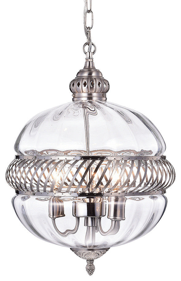 WAREHOUSE OF TIFFANY''S RL8168PN Permin 16 in. 3-Light Indoor Clear Finish