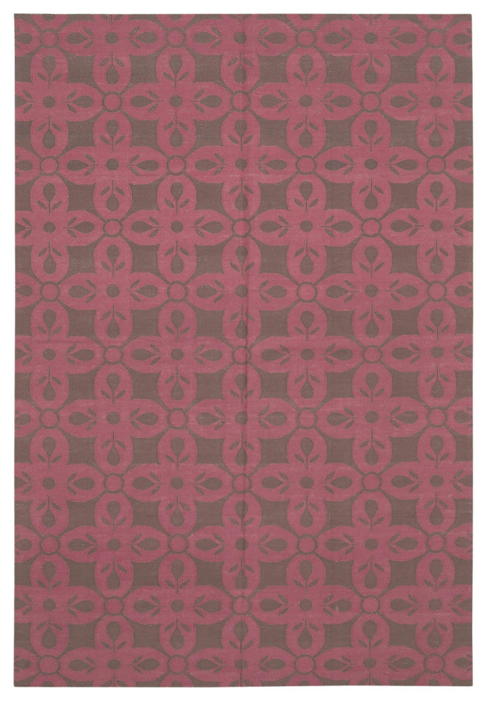 Rug N Carpet - Handmade Wool 6' 1'' x 8' 10'' Modern Design Dhurrie Kilim Rug