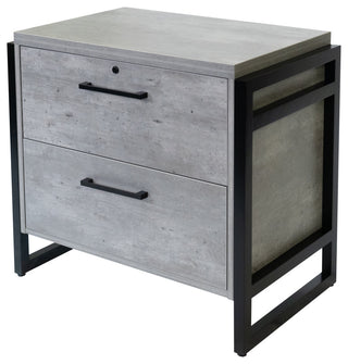 Modern Wood Laminate Lateral File Drawer, Fully Assembled, Concrete Gray