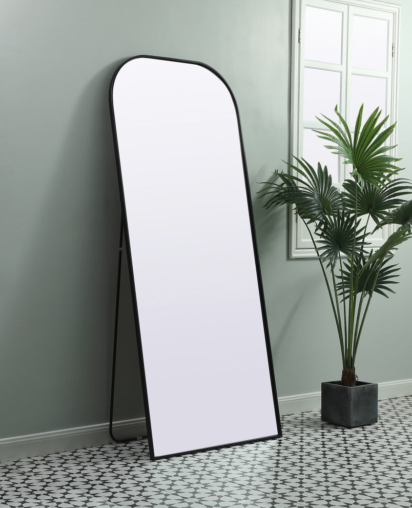 Metal Frame Arch Full Length Mirror 32X76 Inch, Black